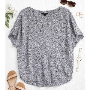 Talbots Linen Sweater Women Gray Marled Short Sleeve Lightweight Knit Top Sz 1X